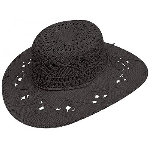 Straw Wide Brim Hats - Black - HT-ST71239BK